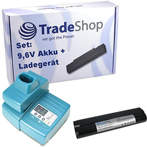 2in1 Angebot im Set: Schnellladegerät + NI-MH 9,6V 3000mAh Akku kompatibel mit Makita 191681-2 192533-0 9000 632007-4 9001 9002 9600 4093D 4093DW 4190D 4190DB 4190DW 4190DWD
