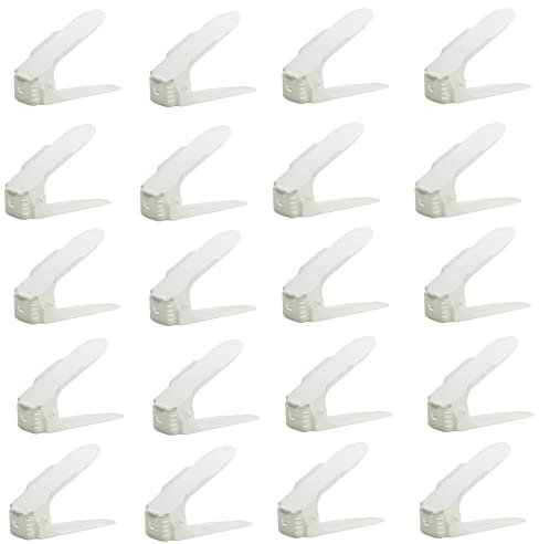 DEULINE 20 x Verstellbarer Schuhschlitz Schuhregal Schuhstapler schuhaufbewahrung Schuhorganizer Schuhhalter Farbe: Weiss 521134