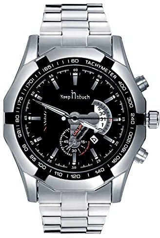 MICGIGI Herren Quarz Armbanduhr Klassisch Uhr Lässig Rund Analog Uhr mit Leuchtende Funktion,Edelstahl Armband