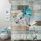 Hnmdmyi Rideau de Douche Rustique Fleurs 165x180, Ferme Turquoise Marguerite et Papillon sur Planche Bois Vintage, Pays Grange Porte Imperméable Tissu Lavable pour Baignoire