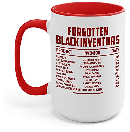 Zaman Hassan History Of Black Inventors Black History Month Coffee Mug For African American Men Women (15oz, White - Red)