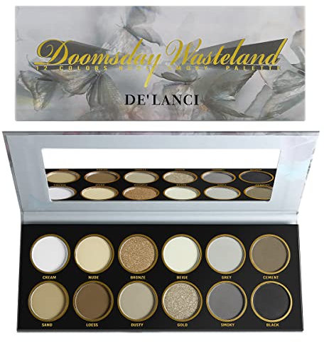 Lidschatten Palette, DE'LANCI 12 natürliche Matte Farben Schatten Make-up Paletten, Nackte nackte Lidschatten Palette für ältere Frauen, Kühler Grauton Alle Matte Lidschatten Mit Spiegel, Talk frei