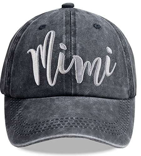 Oma Hüte für Frauen, Baumwolle, verstellbar, bestickt, Großmutter, Baseballkappe, Geschenke für Mutter, Mimi, Gigi, Oma, Oma, Großmutter, Mimi bestickt schwarz, Einheitsgröße