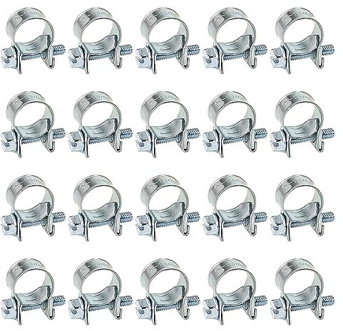 20 Stück Schlauchschellen, Einstellbare Mini Schlauchschellen Rohrschellen, Kleine Schlauchklemmen, Kraftstoffleitungsschellen für Wasser Rohr, Automobil-Tubing, Gas Rohr und Waschmaschine (11-13mm)