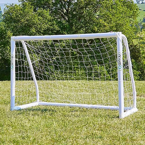 Rebo 6ft x 4ft Football Goal for Kids - Weather-Resistant, Perfect for Gardens | OutdoorToys | PVC, Portable, Nylon Net, Lightweight Goal for Children - Easy Assembly, Ground Anchors Included