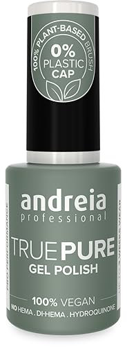 Andreia Professional Hema Free Gel Polish - TRUE PURE 21 Free and 100% Vegan for Sensitive Nails - Semi-Permanent UV LED Soak Off Gel Nail Varnish - Colour T46 Black 10.5ml
