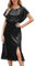 JASAMBAC Black Sparkly Dresses for Women Short Sleeve Stretchy Sequin Glitter Bodycon Dresses M