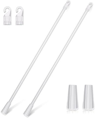 DSLSQD 12 Inches Blind Wand, 2 Pcs Vertical Blinds Replacement control wand tilter rod for venetian blind Clear Plastic Blind Opener Long Window Blind Stick Tilt Rod with Hooks and Grips Rod