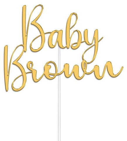 Personalised Acrylic Baby Shower Cake Topper By KreateSquare - Customised With Any Name - Ideal For Welcome Baby Party Cake Decoration (Gold)