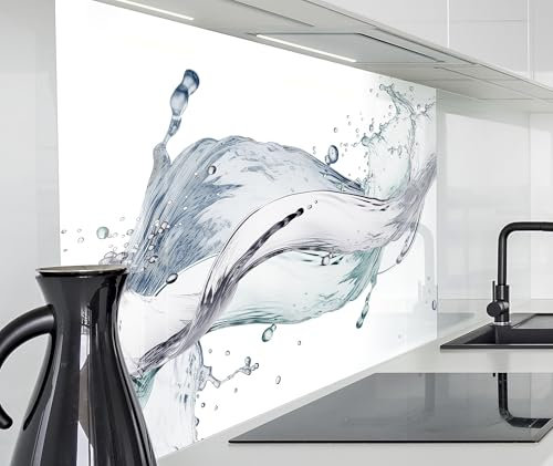 timalo Spritzschutz Wand für Herd, Küche Küchenrückwand Glasoptik | Acryl Glas 2mm | Glasrückwand Acrylglas Wandpaneele Rückwandschutz Platte | 120x80cm Wasserstrudel Splash