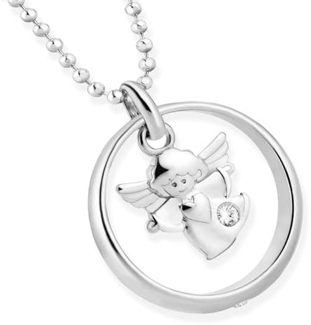 Collier En Argent Avec Pendentif Ange Gardien Et Bague De Baptême Pour Enfants
