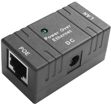 YAODHAOD POE Injector, Power Over Ethernet Power Supply, 12V, 24V, 48V, Distance up to 100 m, Wall Plug, Power Over, Includes 12V DC Cable (100Mbps/Style A)
