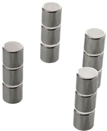Floordirekt Neodym Magnete Extra Stark 12 Stück für Magnettafel, Whiteboard, Glasboard - Mini Kühlschrankmagnete Starker Halt Ø 8 x 10mm Höhe Zylinder, Silber