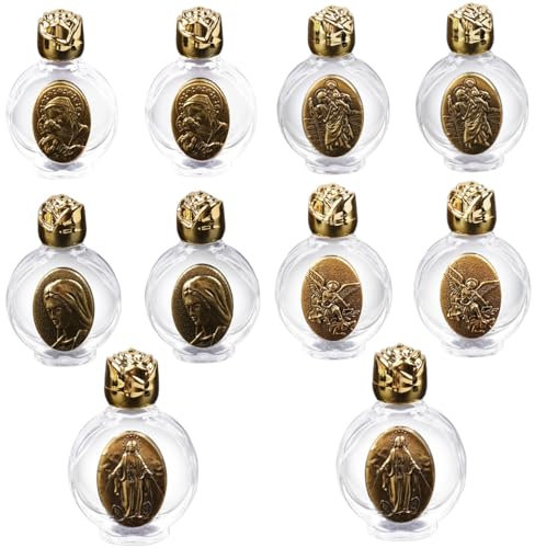 Botella de agua bendita, 10 unidades, recipiente de agua bendita en relieve, vidrio vacío, rociador de agua bendita, frasco de agua bendita cristiana para regalo religioso, decoración de boda en el ho