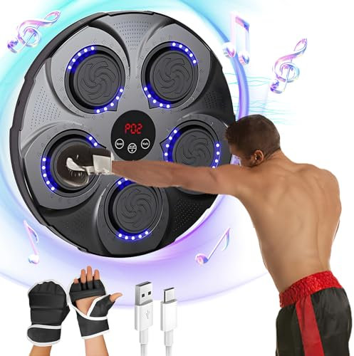Swsdee Machine de Boxe à Musique,Machine de Boxe Musicale Bluetooth Intelligente,Machine de Boxe Intelligente à Fixation Murale avec 9 Modes pour Les Exercices à Domicile, la Boxe, la Réduction du