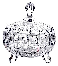 FUHAI-666 Obstteller 2 PCS Kristall Glas Süßigkeiten Tablett Obst Tablett Haushalt Snack Lagerung Glas Getrocknete Obst Box Lagerung Jar Obstschalen(A,1pc)