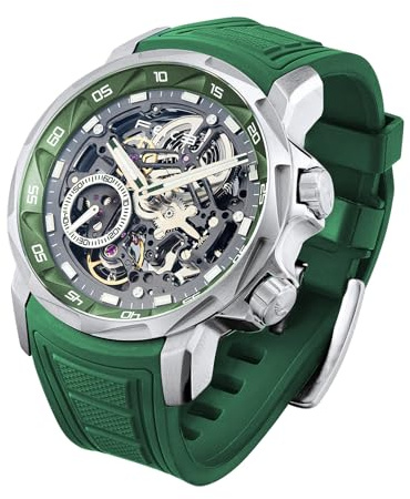 FEICE Watches for Men Automatic Skeleton Watch Waterproof Sapphire Crystal 5ATM Waterproof Wristwatch Anti Shock Luminous Display Business Wristwatch Silicone Strap, FM511