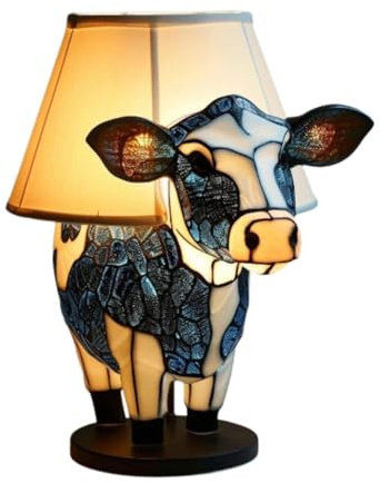 MagiDeal Tier-Tischlampe, USB-Schreibtischlampe, Statue, Figur, Dekor, Kuh, Nachttischlampe, Umgebungslicht für Party, Flur, Kinderzimmer, Esstisch, S