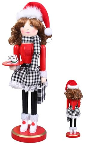 Farbige Nussknacker-Weihnachtsdekoration – traditionelle Nussknacker-Frauenfigur als Weihnachtsdekoration | Lebendiges Nussknacker-Puppen-Mittelstück für Wohnzimmer, Bücherregal-Ausstellung, perfekte