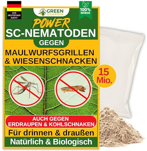 GREEN GUARDIA Nematodi Super SC contro talpe, spuntini da prato e fuochi – 15 milioni (30 m²) – Agente biologico per il controllo efficace delle talpe, senza sostanze chimiche