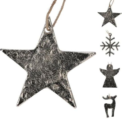 Carousel Home Metallic Christmas Bauble | Silver Metal Christmas Tree Ornament | Hanging Decoration for Christmas Tree - 7cm ~ Design Varies One Supplied