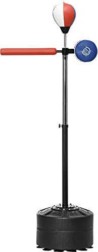 SPORTNOW Freistehender Speed Bag, Höhenverstellbarer Boxsack mit Ständer, Reflexstange, Punchingpad und Saugnapfboden für Erwachsene & Jugendliche, Mehrfarbig