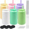 6 Pack Blank Sublimation Tumblers for Kid, 16oz Colorful Stainless Steel Tumbler Cups with Lids and Straws, Double Wall Insulated Can Shaped Tumblers with Coasters for Juice Soda Water Beer Drinks