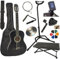 AMROVA Pack Guitare Classique 4/4 (Adulte) Support Guitare + Repose Pied + 9 Accessoires Cour Vidéo et CD (Noir, 4/4, Droit)