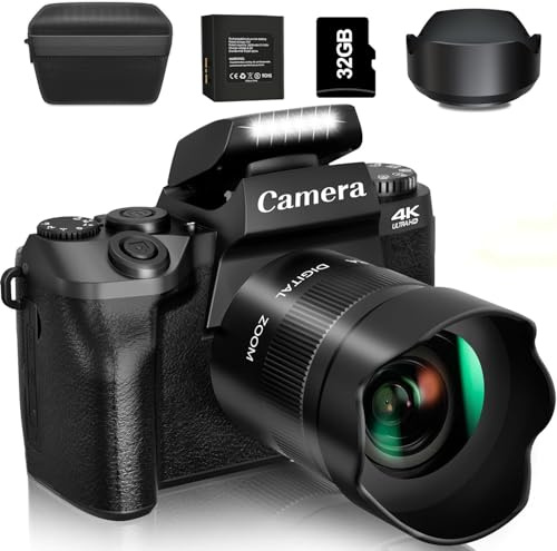 Fine Life Pro Fotocamera digitale 1080p, 64 megapixel, zoom digitale 16x, stabilizzatore di immagine vlog (1 fotocamera)