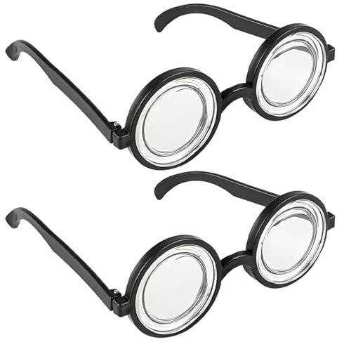 OHREN 2 pcs Nerd Brille Lustiges Hornbrille ohne Stärke Kostüm Accessoire für Oma, Streber, Verrückter Professor oder Wissenschaftler (Schwarz)