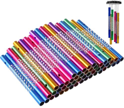 Windspiel Röhren Basteln,50 Pcs AluminiumröHren Windspiel RöHren Windspiele Windspiel Rohre Ersatz Aluminium Windspiel Rohre DIY Windspiel Teile Bunte Windspiele Kits für Haus Garten Dekor