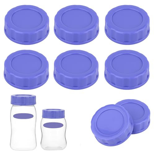6pcs Baby Bottle Caps Compatible with Pigeon & Lansinoh Bottles, Travel and Storage Bottle Lids Replacement (Purple)