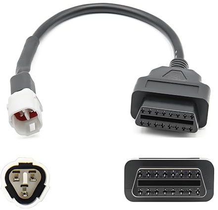 Yalgdlen Yamaha Motorrad 3pin OBD 3-poliger OBD-Anschluss für Yamaha Motorrad, 3-polig auf 16-polig, Motorrad-Diagnosekabel-Adapter, 3-polig auf OBD-2, OBDII, 16-polig, kompatibel mit Yamaha-Motor