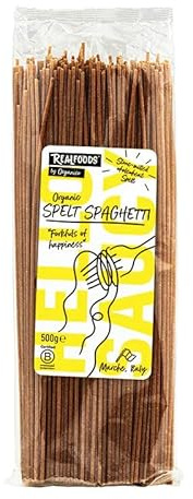 Realfoods by Organico |Organic Spelt Spaghetti Italian-Made, Artisan Pasta from Spelt Triticum Dicoccum – 500g