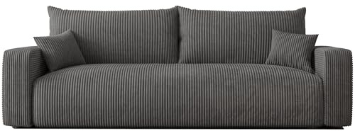 IDOHOME Schlafsofa mit Bettkasten 246x93 - Sofa Cord - 3 Sitzer Sofa mit schlaffunktion - Couch mit Schlaffunktion - Wohnzimmer Couch - Schlafcouch