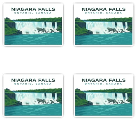 Aufkleber: 75 mm, 4 Stück - Niagara Falls Ontario Canada Sticker Set Vinyl Aufkleber Reise Souvenir Landschaft Laptop Koffer Wasserfall 75 mm 4er-Pack