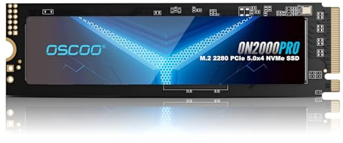 OSCOO 4TB PCIe 5.0x4 M.2 2280 SSD,hasta 14000/13000 MB/s de Lectura/Escritura Gen5 NVMe 3D TLC NAND Unidad de Estado sólido Interna de Alto Rendimiento para Aplicaciones de IA, Juegos, PC, portátil
