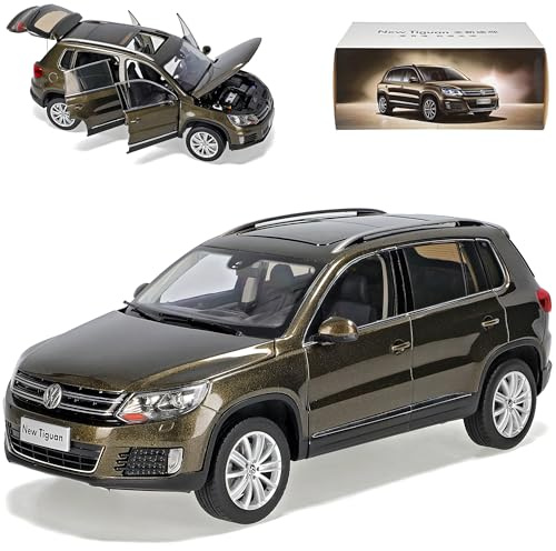 alles-meine.de GmbH Volkwagen Tiguan Braun Schwarz SUV Modell ab 2007 Ab Facelift 2011 1/18 Modell Auto mit individiuellem Wunschkennzeichen