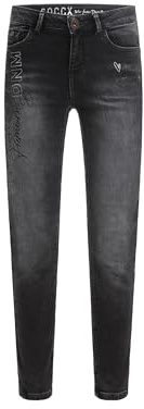 SOCCX Damen Jeans MI:RA Slim Fit Jogg Grey Printed, 32
