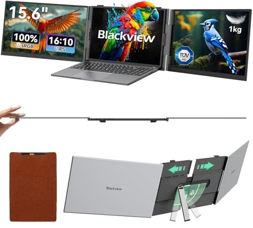 Blackview DCM8 Monitor Portatile 15,6, 16:10 100% sRGB FHD IPS (1920 x 1200),TÜV, Doppio Schermo PC Portatile 13 - 17,3, Compatibile con Mac Windows Chrome (1 Kg)