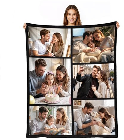 Customaster Personalisierte Decke mit Foto, Personalisierte Geschenke für Familie/Paare/Baby, Kuscheldecke mit Foto, Geburtstagsgeschenk für Frauen/Männer- 6 Foto