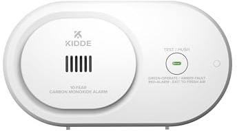 Kidde Détecteur de monoxyde de Carbone, 10 Ans fonctionnant sur Pile, indicateurs d'état LED, Alarme 85 DB, 5ème édition, COB10