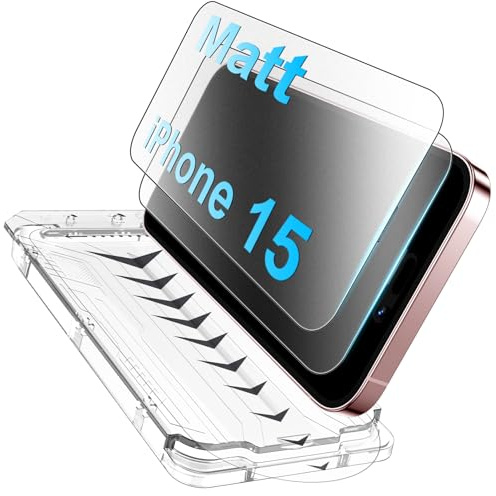 TOZPLTL für iPhone 15 Matt Panzerglas Schutzfolie, Auto-Installation Full Screen Anti-Kratzen Matte folie, Blendschutz, Anti-Fingerabdruck Displayschutzfolie, 2 Stück