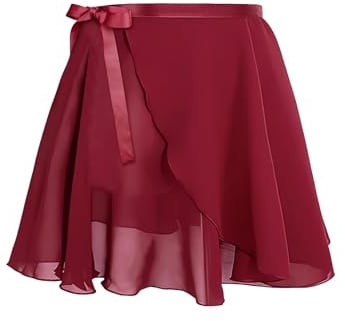 YZDMDM Damen Ballettrock Wickelrock Verstellbare Taille Chiffon Tanz Rock | Dehnbarem Leichter Tanzrock Fließender Frauen Kurzer Wickelrock für Bühne Gymnastik und Eiskunstlauf Schnür Tanzkostüm