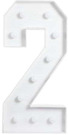 100cm Weiß LED Leuchtzahlen, Leuchtende Zahlen Deko für Geburtstag (Zahl 2) | LED Zahlen Lampe Nummer Beleuchtete Ziffern 0 1 2 3 4 5 6 7 8 9, Wiederverwendbar, Lichtzahl für Hochzeit Jubiläum Party