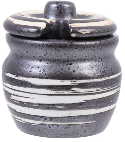 TINEASUR Pot à Moutarde en Céramique Noir, Récipient Léger pour Assaisonnements, Rangement Sûr et Sain Cuisine Japonaise et Restaurants