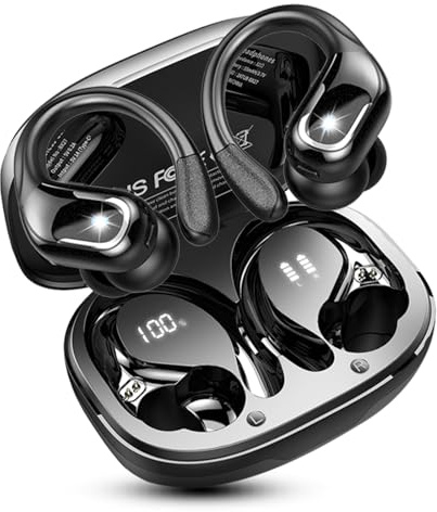 Rulefiss Wireless Earbuds Sport, 2026 Bluetooth 5.4 Headphones 75Hrs Stereo | Running Earphones with Earhooks, 4 ENC Noise-Cancelling Mic Ear Buds, USB-C, IP7 Waterproof, for iOS Android Gym Workout
