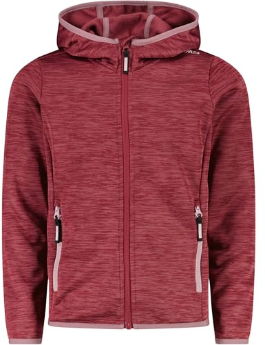 CMP Kinder Outdoor Jacke aus Knit Tech mit Kapuze Gr. 128 | weiches Fleece, atmungsaktives Material, Knit-Tech-Gewebe, Reißverschlusstaschen