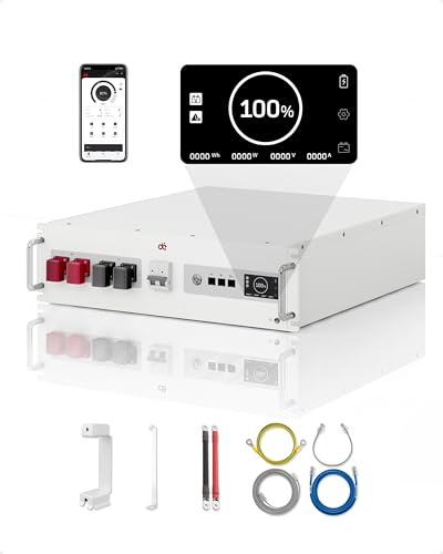 dé 48V 100Ah LiFePO4 Lithium Batterie mit App & Display Überwachung, 6000+ Zyklen, 5120Wh Solarspeicher mit WiFi, RS485, CAN & RS232, für netzunabhängige Solaranlagen und Private Notstromversorgung