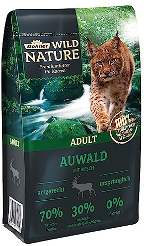 Dehner Wild Nature Katzenfutter Auwald, Trockenfutter getreidefrei, für ausgewachsene Katzen, Hirsch, 1.5 kg